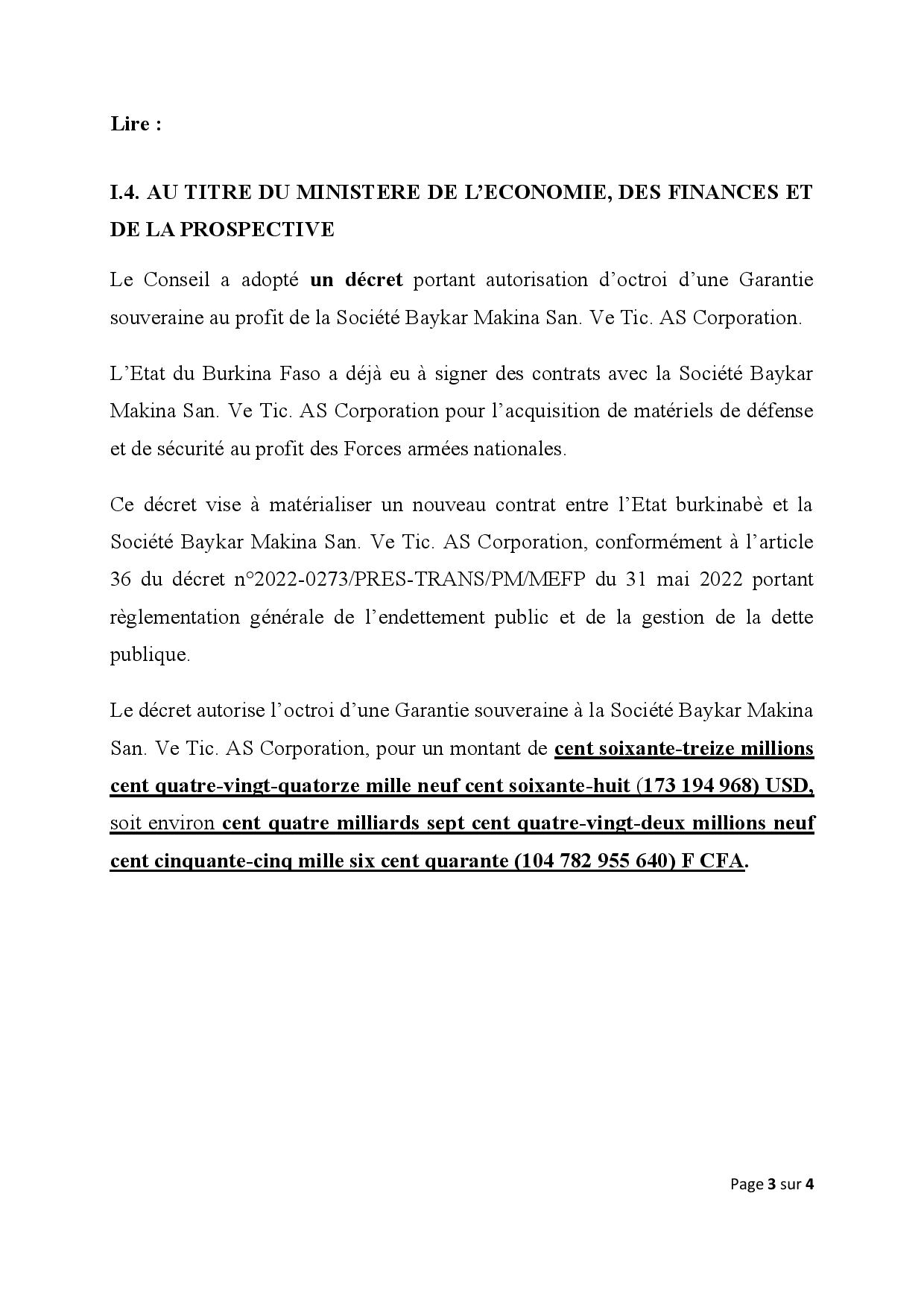 Rectificatif au Conseil des ministres N°011 DU 27 MARS 2024 Service d